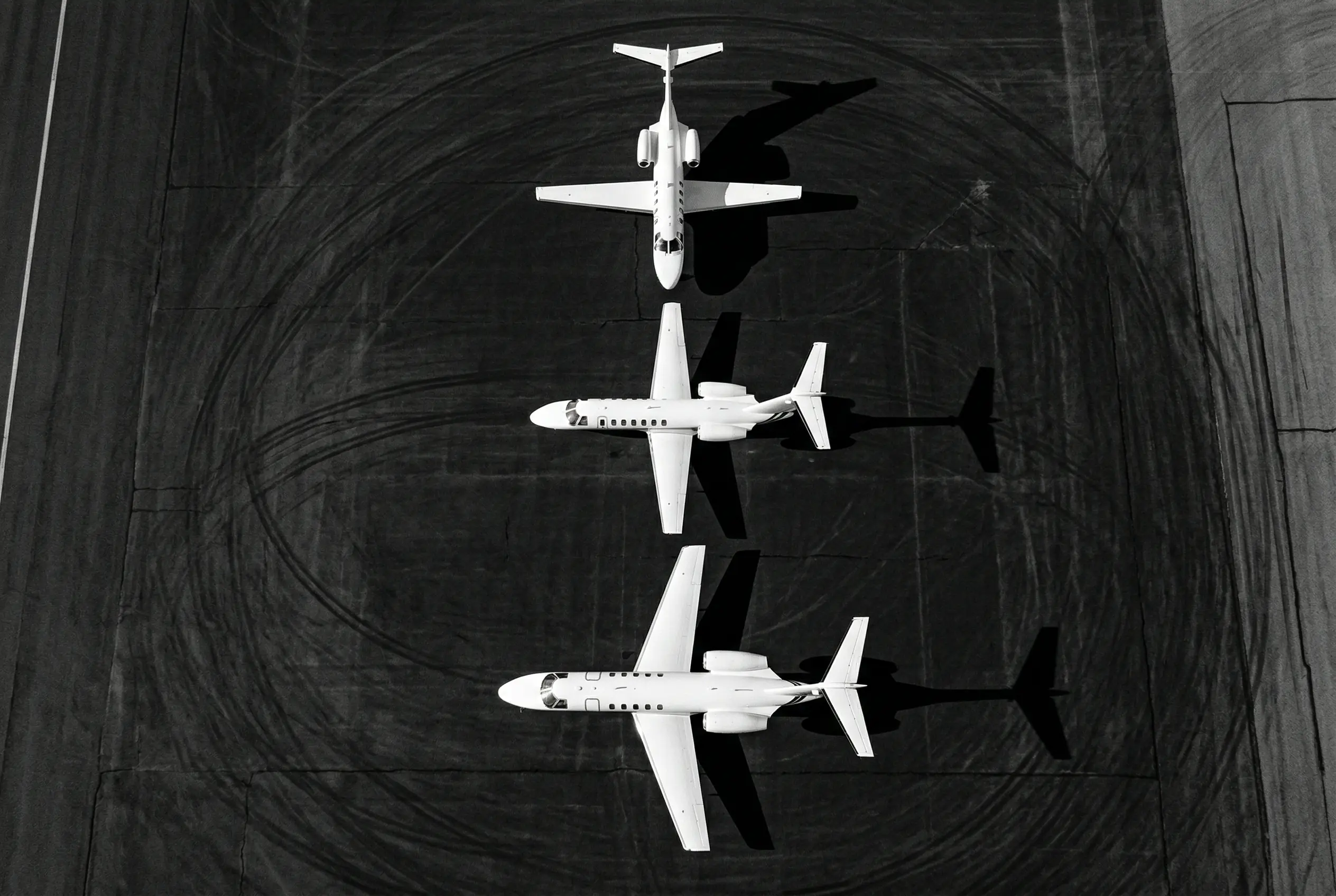 Citation CJ3 series aircraft parked at a charter operations base